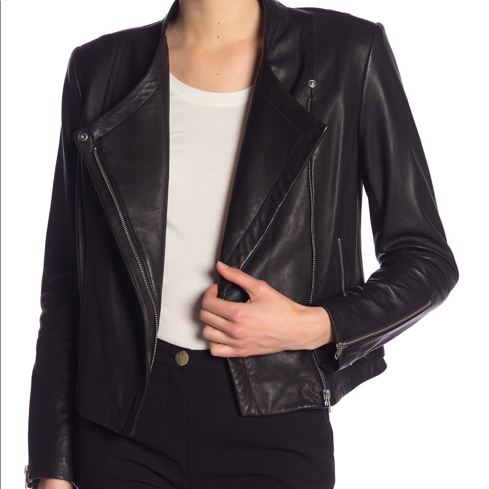 Theory phelan r black leather jacket